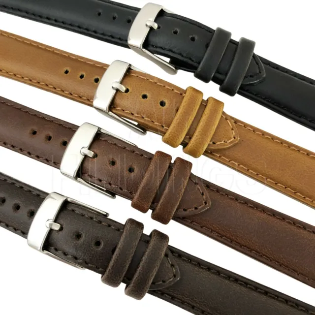 Original Kalb Leder Uhrenarmband Gepolstert Ss-Schnalle 18,20, 22 Und 24mm