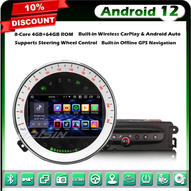 8-Core 64GB Android 12 Car Stereo Satnav GPS Radio for BMW Mini Cooper DAB+ DVD
