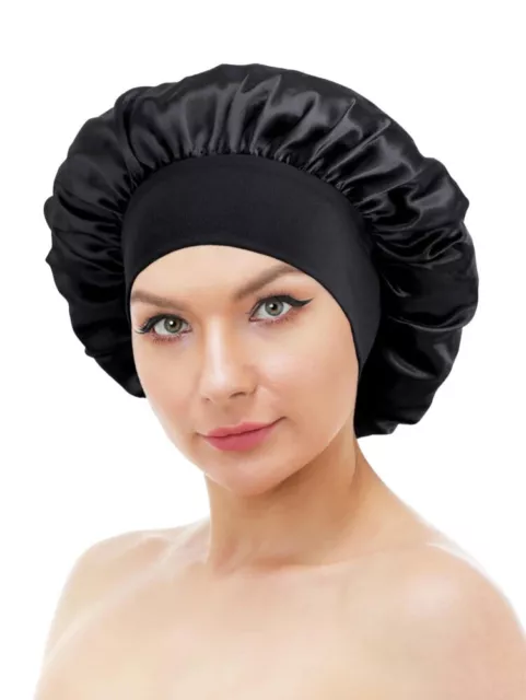 Womens Long Hair Care Satin Bonnet Sleep Hat Cap Night Silk Feel Cap Head Turban