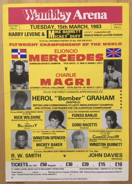 Superb Rare Charlie Magri Vs Elioncio Mercedes Original Handbill Poster 1983!!