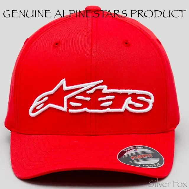 Alpinestars Blaze Red & White Flexfit Flex Fit Cap Hat Brand New With Tags