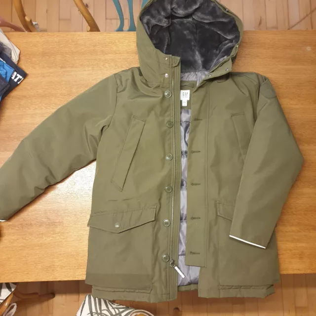 Boys GAP Coat Warmest Parka Cozy Down Khaki Green Jacket Big Boys Size XXL 160cm