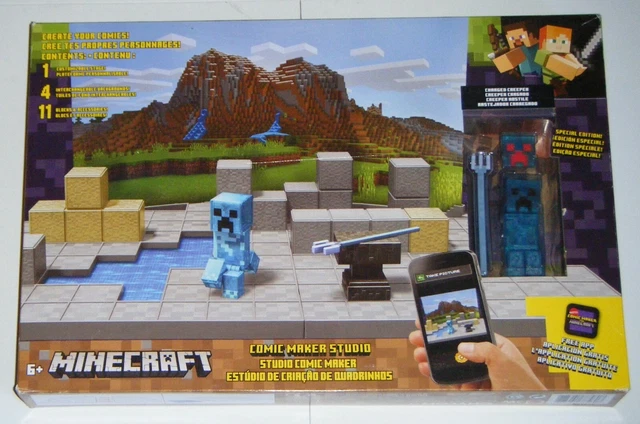 MINECRAFT COMIC MAKER Studio playset with exclusive Charged Creeper ...