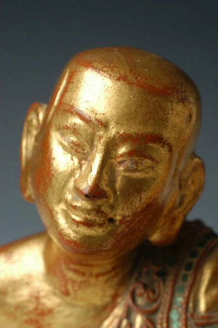19th Century, Mandalay, A Pair of Antique Burmese Wooden Seated Disciples 3