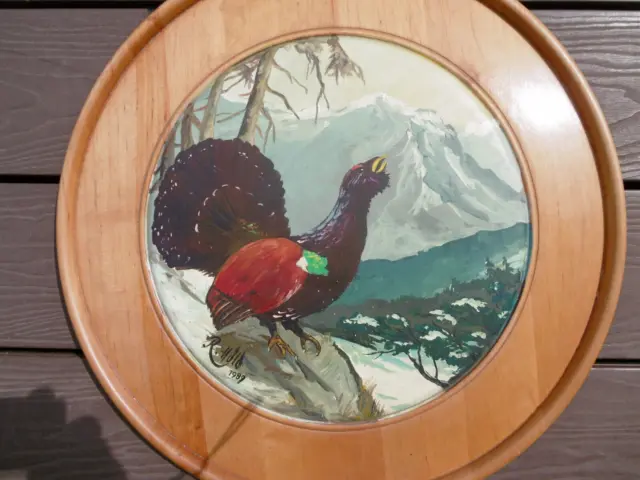 Schützenscheibe Gemälde Ölbild Jagd Auerhahn handgemalt Öl auf Holz