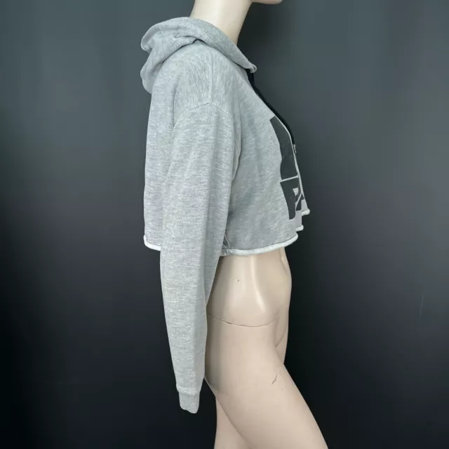 Ivy Park Hoodie XXS Womens Grey Crop Hooded Logo Long Sleeves Drawstring Cotton 3
