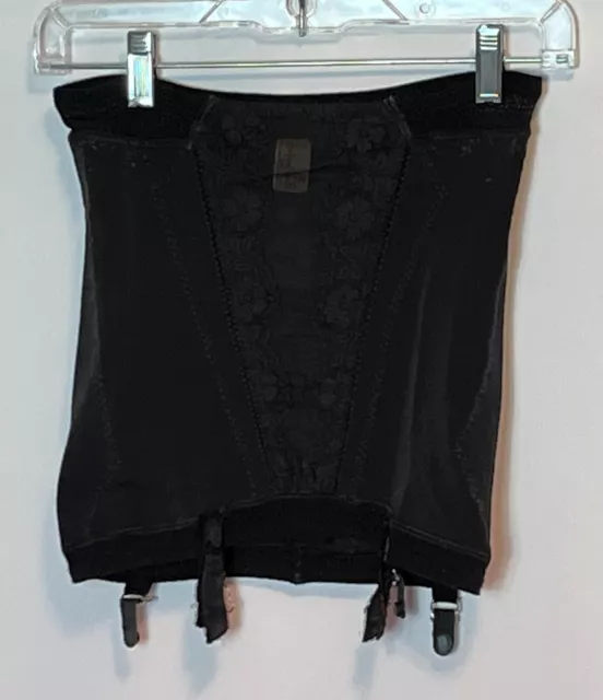 Vtg Girdle Garter Hollywood Vassarette Open Bottom Rubber  Medium Black Clips