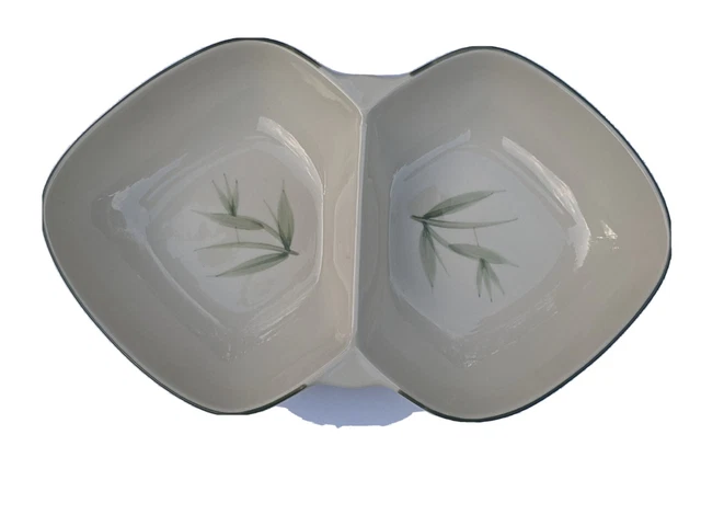 VTG MCM Winfield China Dinnerware Bamboo Divided Dual Dish Serving Bowl Pottery