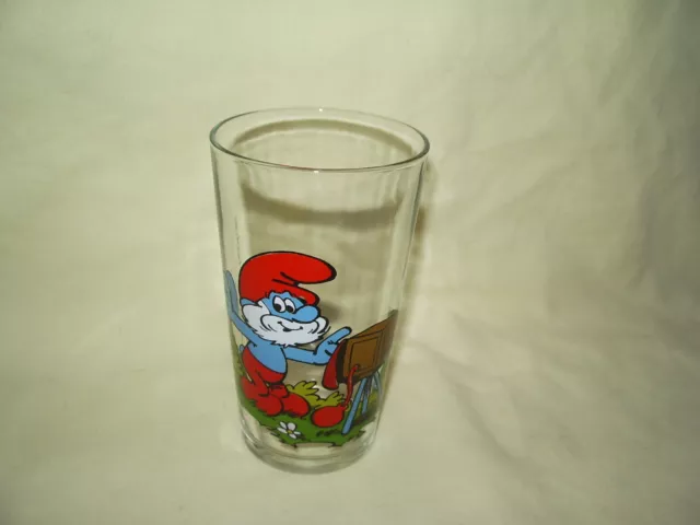 " Verre Grand Schtroumpf Smurf Peyo 1984 Belokapi 12 Cm