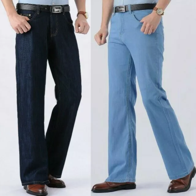 MEN BELL BOTTOM Jeans 60s 70s Retro Flared Denim Pants Wide Leg
