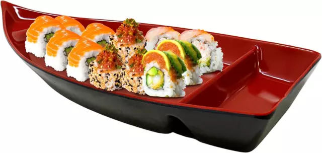 Needzo Plastic Sushi Boat Serving Tray, Sashimi Dinner Platter for Restaurant or