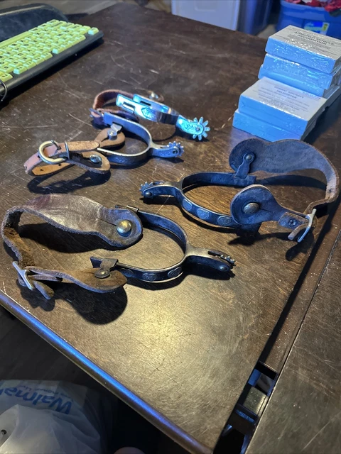 Vintage Spurs Lot Western Nickel Brass 1 pair and 2 odd