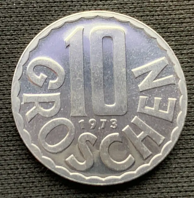 1973 Austria 10 Groschen Coin PROOF  ( Mintage 97K )  Rare World Coin     #N115 2