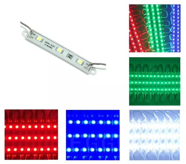 STRISCIA 3 LED SMD 12V BIANCO BLU ROSSO alta luminosità AUTO lampada luce tv