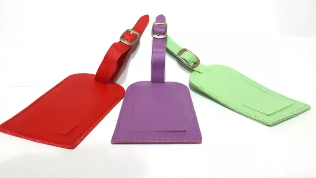 Étiquette Bagage En Cuir 5 Couleurs Rose Lilas Bleu Clair Rouge Vert Et Noir