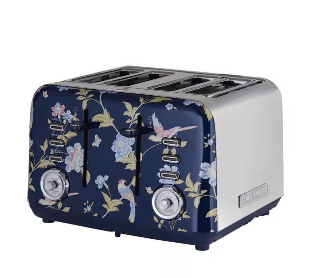 Laura Ashley Elveden 4 Slice Toaster+Wide Rack+7 Settings+Reheat Mode - SBT583BS