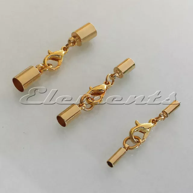 Gold Plated Kumihimo Cord End Caps Tips With Lobster Clasp Necklace Bracelet