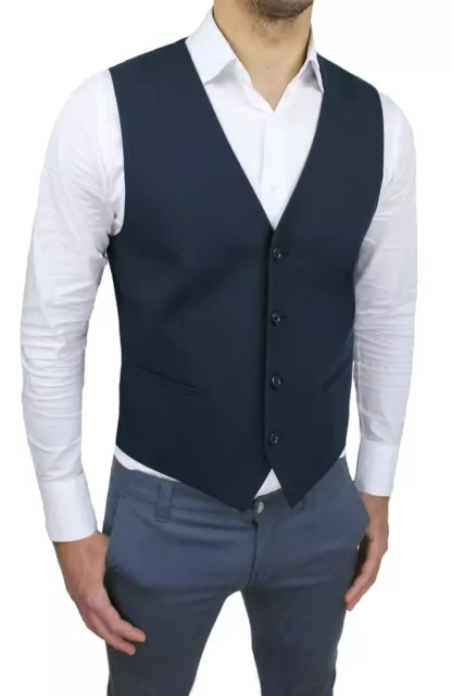 Panciotto Gilet uomo Diamond smanicato blu scuro elegante formale cerimonia