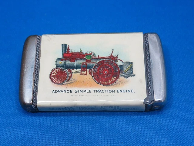 Match safe, Advance Thresher, Simple Traction Engine, Whitehead & Hoag,celluloid Match safe, Advance Thresher, Simple Traction Engine, Whitehead & Hoag,celluloid