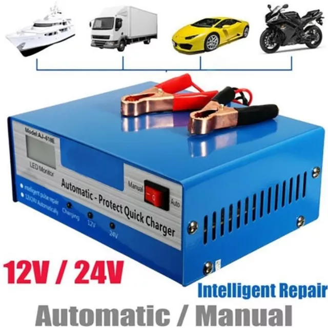 Chargeur De Batterie De Voiture 12V-24V Jump Starter Réparation intelligent 10A