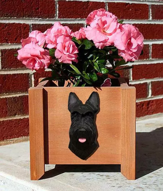 Scottish Terrier Pflanzer Blumen Topf Schwarz