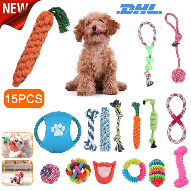 Hundespielzeug Set 15er Hund Welpen Kauen Baumwolle Seile Spielzeug für Haustier