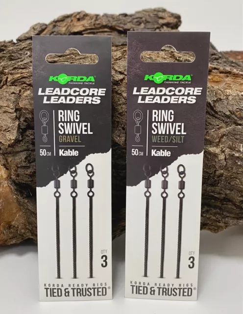 Korda Kable Leadcore Leader Ring Swivel Gravel Weed/Silt 50cm Vorfächer