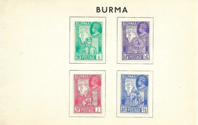 8/6/46 King George V1 Victory & Peace Mint Hinged Burma Stamps