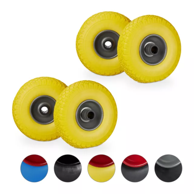 Roue de brouette Lot 4 caoutchouc 3.00-4" 100 kg Roue de rechange axe de 25 mm