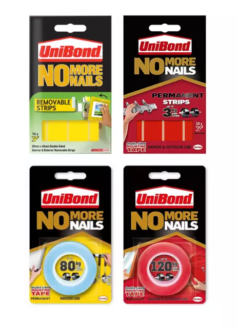 Unibond No More Nails Picture Hanging Strips Double Sided Mounting Tape Adhesive