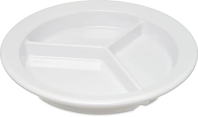 Carlisle Foodservice Products 4351602-E Melamine 3-Compartment Deep Plate, 9", W
