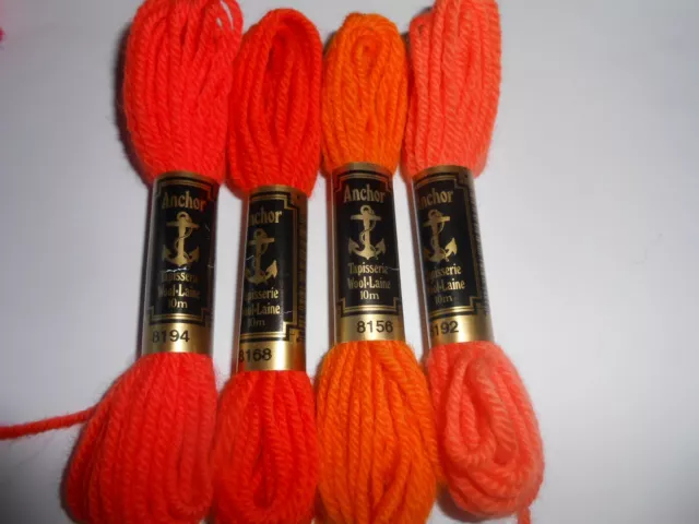 Pack of 4 Anchor Tapestry Wools Oranges