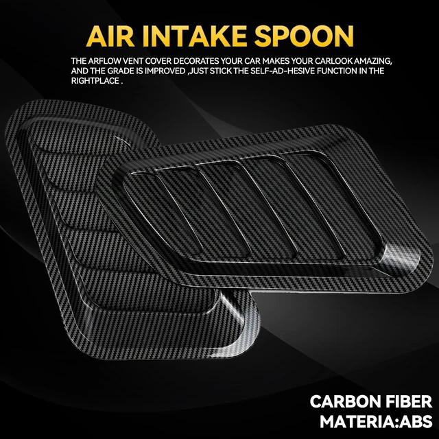2x Carbon Fiber Car Hood Bonnet Vent Air Flow Intake Scoop Decorative Universal. 3