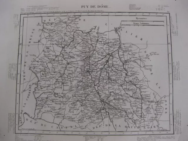 1835 Carte Atlas Géographique France Puy De Dôme Clermont
