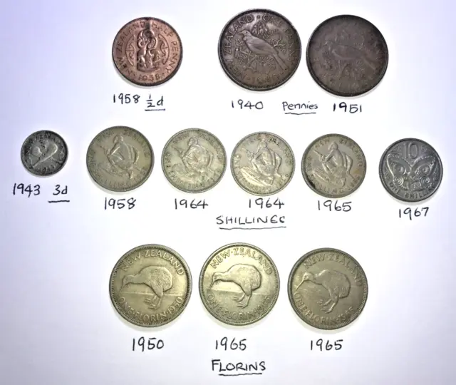 12 X New Zealand Pre Decimal Coin Bundle Collection  Very Good Condition