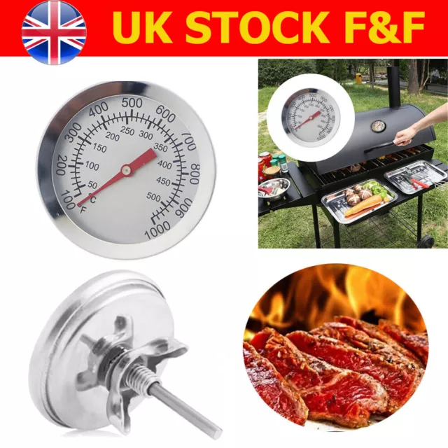 50~500 Stainless Steel Thermometer BBQ Smoker Grill Meat Oven Temperature Gauge