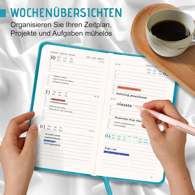Agenda Settimanale 2025 Tascabile Jokisa - Planner Piccolo A6 Con Elastico, Segnalibro | Gennaio-Dicembre 2025 - Foto 7