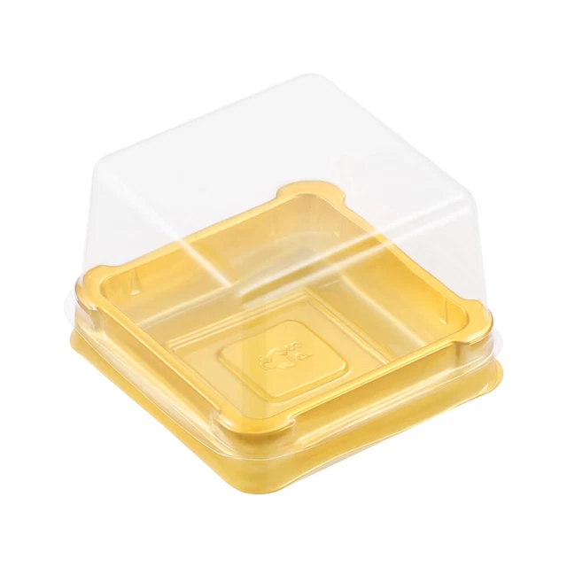 Contenedores transparentes para pasteles cajas envolventes de regalo presenta cajas de embalaje para pasteles de luna doradas
