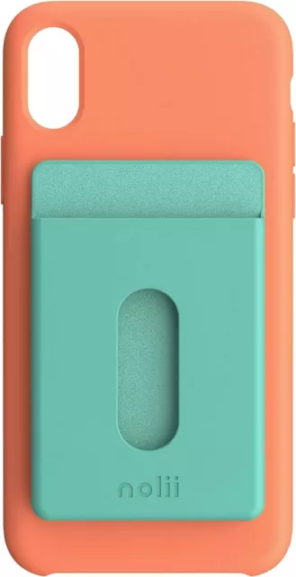 nolii iPhone XR Silicone Case with Card Holder Wallet Shockproof TANGERINE/TEAL