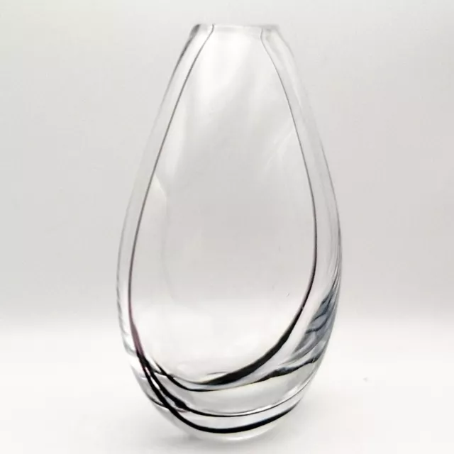 Kosta Boda Kontur Glass Vase 7.5" Clear w/Amethyst Ribbon Vicke Lindstrand #1238
