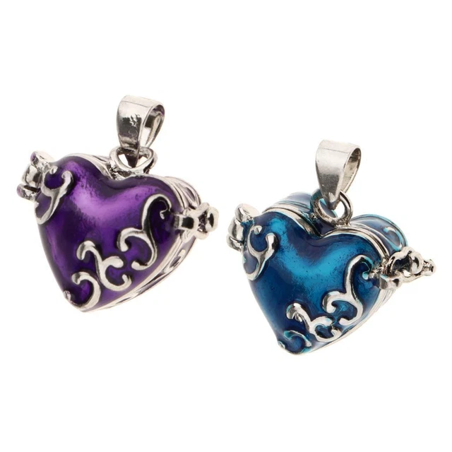 2 Stück lila / blau Emaille Herz Feuerbestattung Memorial Keepsake Charms