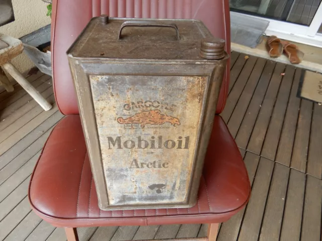 ancien bidon d huile mobiloil 20 litres artic  , old  oil can , alte Ölkanne ,