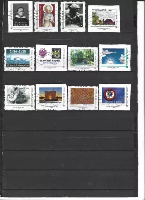 Lot n°3 : 1 lot de 12 timbres collector oblitérés, thèmes divers