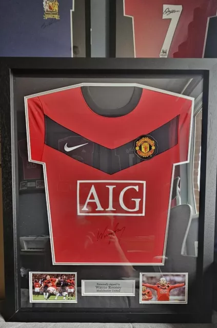 Signed Wayne Rooney Manchester United Shirt in Frame with COA - Rare Memorabilia