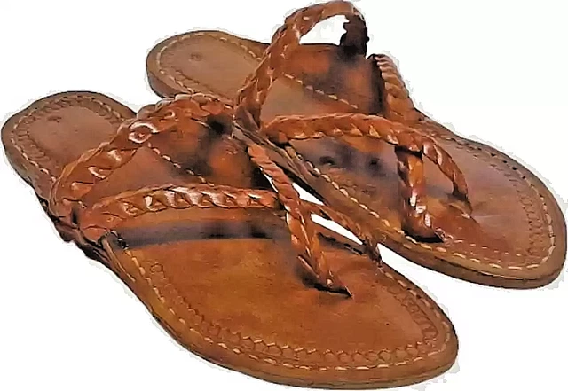 Uomo Kolhapuri Pelle Chappal Artigianale HT56 Piatto Etnico Scarpe USA Size 7-12