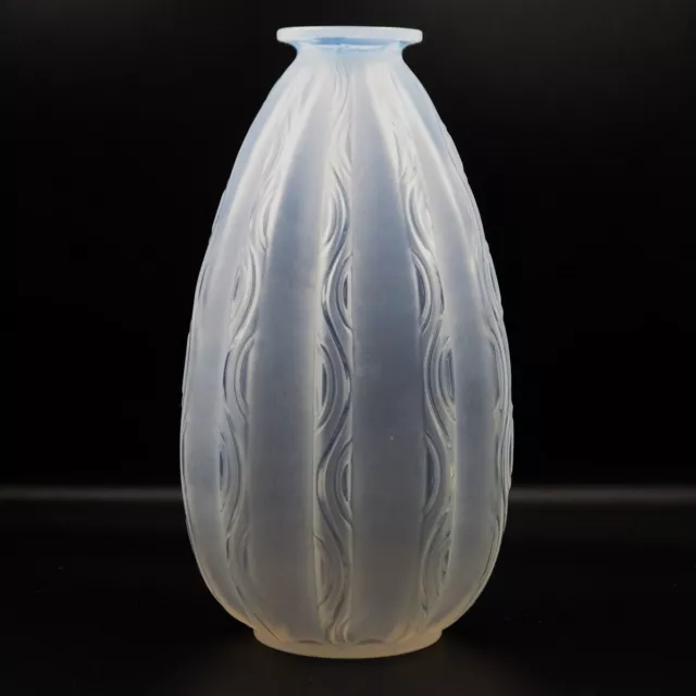 SABINO 1930s Art Deco Ondulation OPALESCENT GLASS VASE