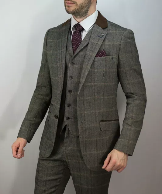 36R Cavani Brown 3 Piece Tweed Peaky Blinders Wedding Fashion Suit