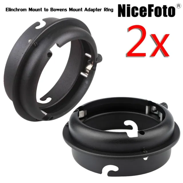 2x NiceFoto SN-13 Elinchrom Mount to Bowens Mount Adapter Ring For Studio Flash