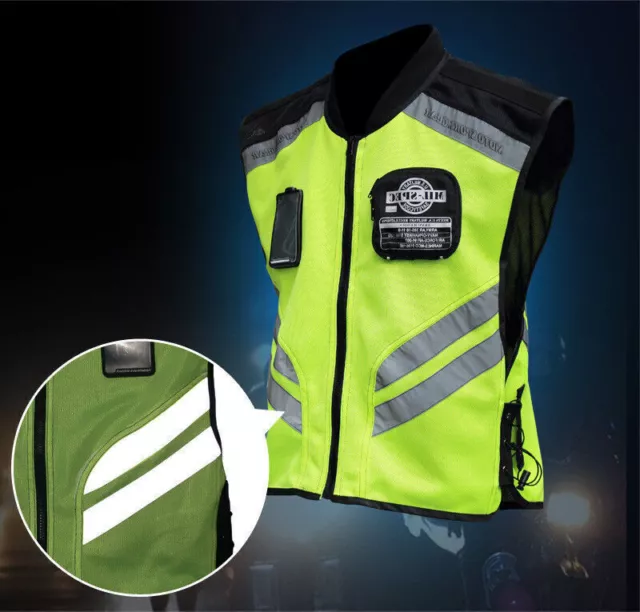 Motorcycle Vest Safety Reflective Waistcoat Hi-Vis Motorbike Riding Visibility