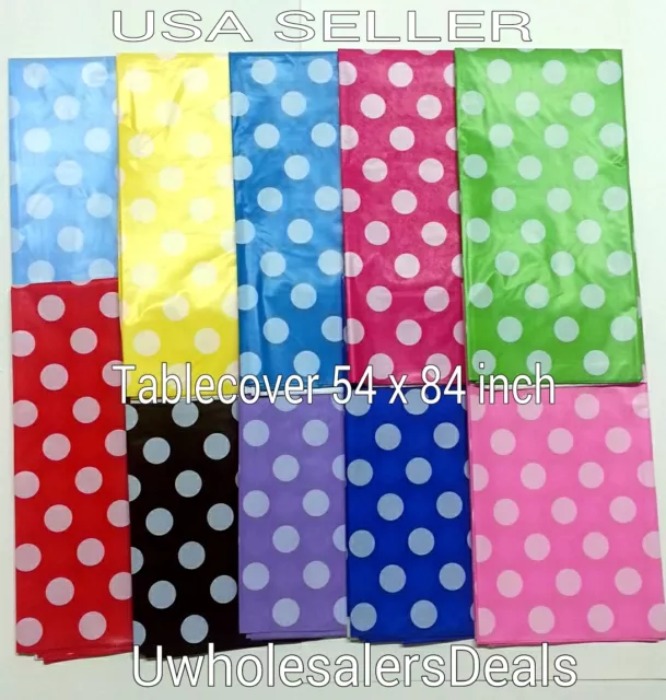 6 Polka Dot Plastic table Cover Rectangular 54 x 84 Inch Tablecloth-U Pick Color